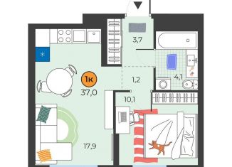 Продается однокомнатная квартира, 37 м2, Тюмень, улица Надежды Шалагиной, 4
