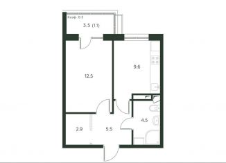 Продается однокомнатная квартира, 36.1 м2, деревня Лобаново
