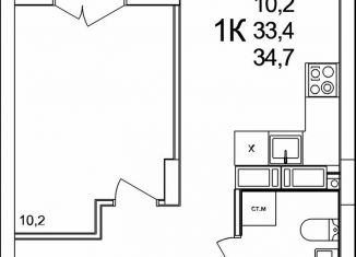Продаю 1-ком. квартиру, 34.7 м2, деревня Анкудиновка, ЖК КМ Анкудиновский Парк, жилой комплекс КМ Анкудиновский Парк, 47