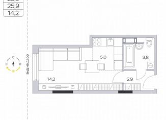 Продаю квартиру студию, 25.9 м2, деревня Пирогово, ЖК Пироговская Ривьера, улица Ильинского, 8
