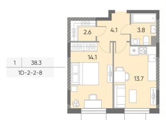 Однокомнатная квартира на продажу, 38.3 м2, Москва, район Западное Дегунино