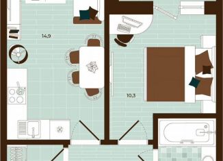 2-комнатная квартира на продажу, 40.8 м2, Тула, Центральный территориальный округ