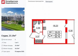 Продается квартира студия, 25.2 м2, Санкт-Петербург, Московский район