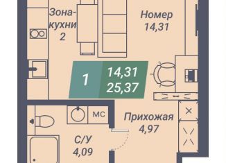 Продается квартира студия, 25.4 м2, Новосибирск, Заельцовский район, Светлановская улица, 46/1