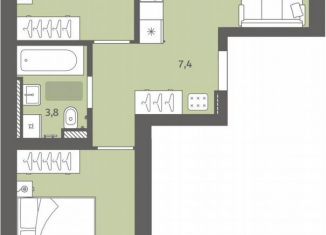 2-ком. квартира на продажу, 54 м2, деревня Хохряки, микрорайон Богатыри, 11