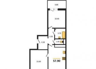 Продается двухкомнатная квартира, 57.9 м2, Воронеж