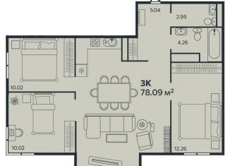 Продается 3-комнатная квартира, 78.1 м2, Выборг, Малая Каменная улица, 10к2