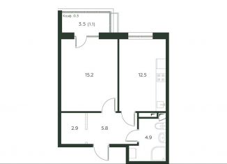 Продается однокомнатная квартира, 42.4 м2, деревня Лобаново