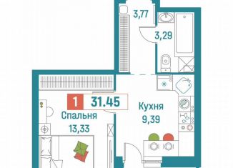 Продам однокомнатную квартиру, 31.5 м2, Мурино, ЖК Графика