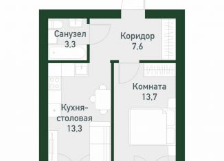 1-комнатная квартира на продажу, 36.5 м2, Екатеринбург, Ленинский район