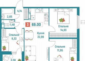 Продажа 3-комнатной квартиры, 69 м2, Мурино, ЖК Графика