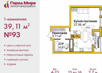 Продаю 1-ком. квартиру, 39.1 м2, Крым