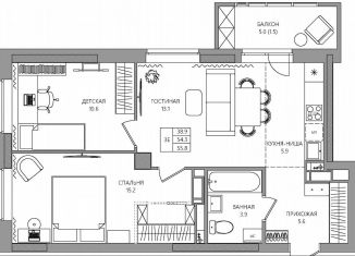 Продажа трехкомнатной квартиры, 55.8 м2, Пермь