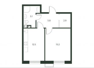 Однокомнатная квартира на продажу, 41.5 м2, деревня Лобаново