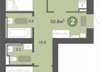 Продается двухкомнатная квартира, 52.8 м2, деревня Хохряки, Никитинская улица, 6