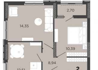 Продается 2-комнатная квартира, 52.9 м2, Рязань, улица Островского, 122к1