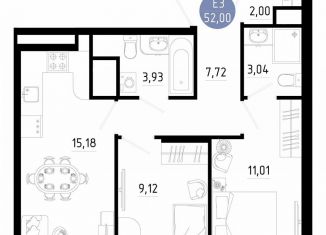Двухкомнатная квартира на продажу, 52 м2, Рязань, улица Княжье Поле