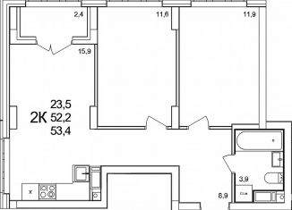 Продам 2-ком. квартиру, 53.4 м2, деревня Анкудиновка, жилой комплекс КМ Анкудиновский Парк, 47, ЖК КМ Анкудиновский Парк