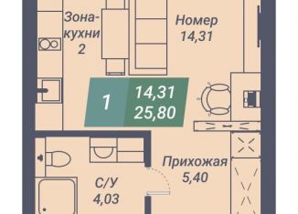 Продается квартира студия, 25.8 м2, Новосибирск, Заельцовский район, Светлановская улица, 46/1