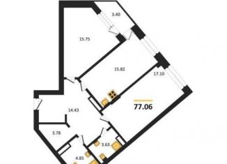 Продажа 2-ком. квартиры, 77.1 м2, Воронеж