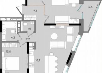 Продажа квартиры свободная планировка, 75.4 м2, Удмуртия