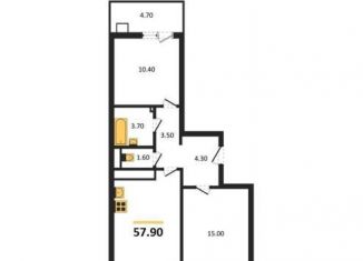 Продается 2-ком. квартира, 57.9 м2, Воронеж