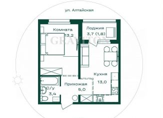 1-ком. квартира на продажу, 36.4 м2, Республика Алтай, Алтайская улица, 2к2