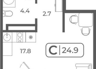 Квартира на продажу студия, 24.6 м2, Тюмень