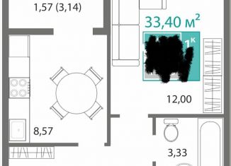 Продается однокомнатная квартира, 34 м2, Крым