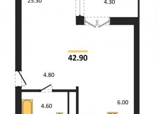 Продам квартиру студию, 42.9 м2, Воронеж, улица Станкевича, 45, ЖК Европейский