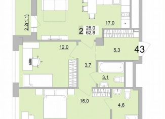 Продаю двухкомнатную квартиру, 62.8 м2, Екатеринбург, Верх-Исетский район, Черкасская улица, 5к3