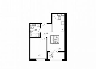 Продаю однокомнатную квартиру, 38.6 м2, Крым