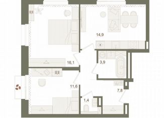 Продается 2-комнатная квартира, 55.7 м2, Республика Башкортостан