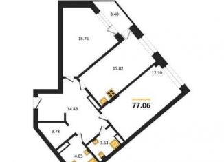 Продаю двухкомнатную квартиру, 77.1 м2, Воронеж