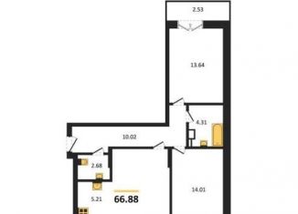 Продам 2-комнатную квартиру, 66.9 м2, Воронеж, проспект Труда, 117
