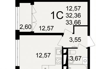 Продается 1-ком. квартира, 33.7 м2, Тула