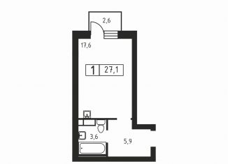 Продаю квартиру студию, 27.1 м2, деревня Скотное, Вересковая улица, 1к2