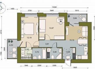 Продаю 2-ком. квартиру, 62.4 м2, городской посёлок Новоселье, ЖК Уютный