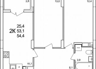 Продается двухкомнатная квартира, 54.4 м2, деревня Анкудиновка, жилой комплекс КМ Анкудиновский Парк, 47, ЖК КМ Анкудиновский Парк