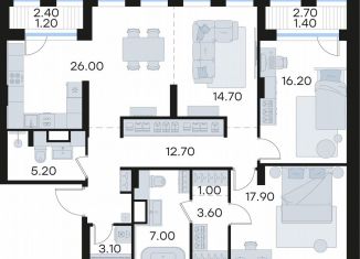 Продаю 3-ком. квартиру, 110 м2, Санкт-Петербург, улица Челюскина, 6, ЖК Голден Сити