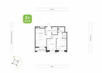 Двухкомнатная квартира на продажу, 68.4 м2, Татарстан