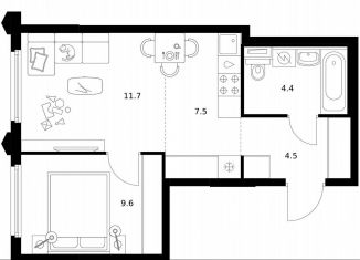 Продам однокомнатную квартиру, 37.7 м2, Москва, САО