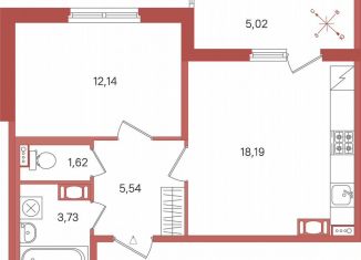 Однокомнатная квартира на продажу, 43.7 м2, Сертолово