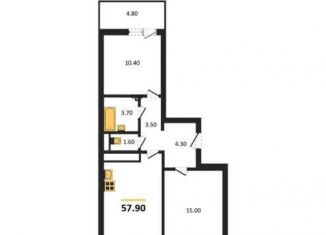 Продается 2-комнатная квартира, 57.9 м2, Воронеж