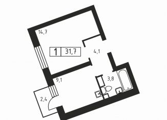 Продам 1-комнатную квартиру, 31.7 м2, деревня Скотное, Вересковая улица, 3к1