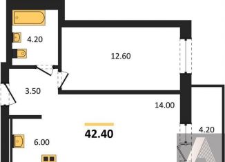 1-комнатная квартира на продажу, 42.4 м2, Новосибирск, метро Берёзовая роща, Учительская улица, 2А