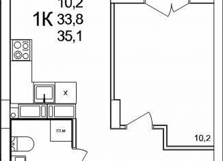 Продам однокомнатную квартиру, 35.1 м2, деревня Анкудиновка, ЖК КМ Анкудиновский Парк, жилой комплекс КМ Анкудиновский Парк, 47