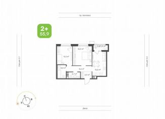 Продам 2-ком. квартиру, 55.9 м2, Татарстан