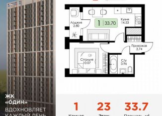1-ком. квартира на продажу, 33.7 м2, Тула