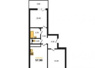 Продается 2-комнатная квартира, 57.9 м2, Воронеж